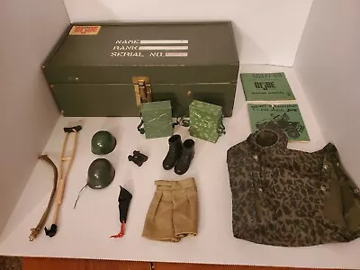 VINTAGE 12  GI JOE ARMY FOOTLOCKER W/ EQUIPMENT UNIFORMS LOT • $69.99