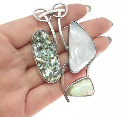 LAPIDARIO BARRERA Vintage 950 Silver MOP & Abalone Shell Modernist Pendant • $23.50