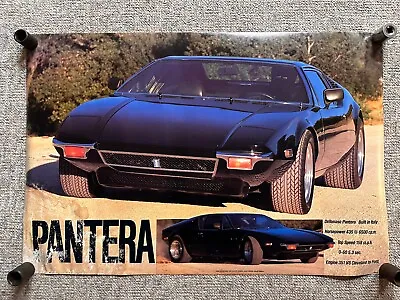 Vintage DeTomaso Pantera Sports Car Poster 1980’s 24 X36  1988 RARE (READ ISSUES • $42.82