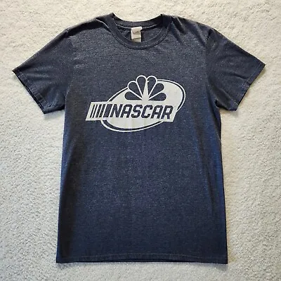 VINTAGE NASCAR Shirt Mens Medium Blue Distressed Graphic Auto Racing Memorabilia • $15.75