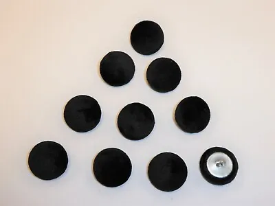 £3.95 • Buy 10 X Upholstery Buttons In BLACK - Plush Velvet (Size: 25mm)
