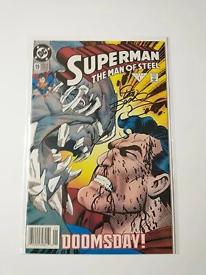 Superman Man Of Steel #19 Newstand Signed By Dan Jurgens COA • $39