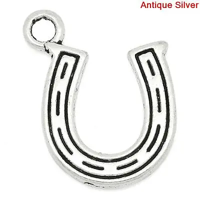 £2.30 • Buy 25 ANTIQUE SILVER LUCKY HORSESHOE CHARMS/PENDANTS 16mm Wedding~Invitations (50G)