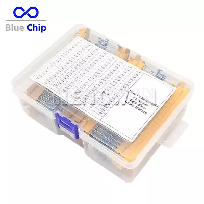 2600/1300/650pcs 1/4W 1/8W 1/2W 1W 2W 1% Metal Film Resistor Kit 130 Values Set • $18.98