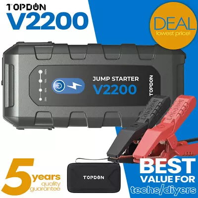 Topdon 2200 AMP Lithium PRO Jump Starter Battery Charger Jumper Box Power Bank • $99.20