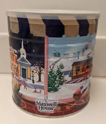 Vintage Maxwell House Collectable - Large Tin Can W/ Lid - Winter Series 2004 • $13