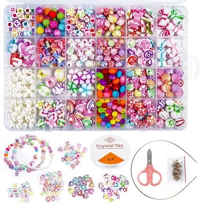 Highttoy Children DIY Bead Set550+Pcs Pony Beads Kit For DIY Bracelet Nacklace • £9.04