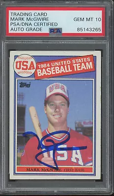 1985 Topps USA Baseball #401  Mark McGwire Autograph RC Gem Mint PSA DNA 10 Auto • $20.56