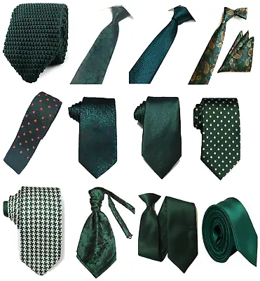 Bottle Green Collection Woven Paisley Jacquard Silky Knit Satin Tie Wedding Lot • £2.99