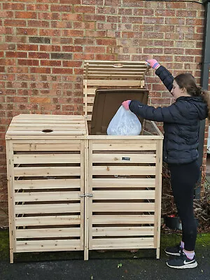 Double Wheelie Bin Store BinGarden Storage Hide Shed Tidy Outdoor Dustbin Cover • £189.99