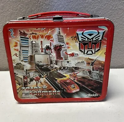 1986 Aladdin Hasbro Transformers Vintage Metal Lunch Box No Thermos • $55