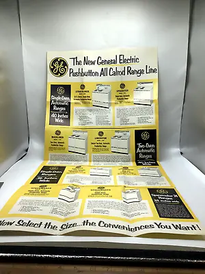 Original Vintage: GENERAL ELECTRIC - GE - Poster Brochure - Pushbutton Ranges • $48.95