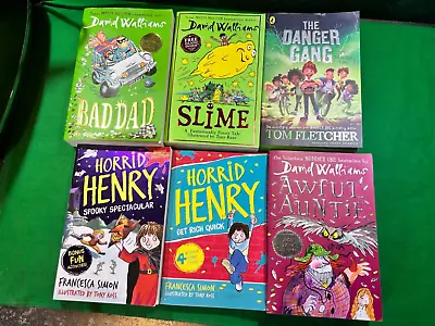 6 Childrens Books David Walliams Horrid Henry The Danger Gang • £5