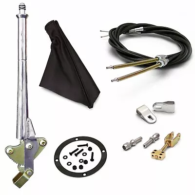 Park 11 Trans Mnt E-Brake HandleBlack Boot Chr Ring Cable Kit Ford Clevis • $352.95