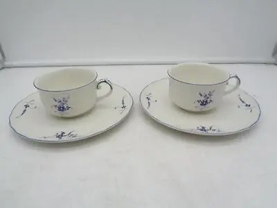 LOT Of 2 Villeroy & Boch Vieux Luxembourg Porcelain FLAT TEA CUPS & SAUCERS 6 Oz • $34.99