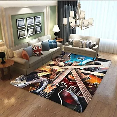 Electric Guitar Rug Musical Instrument Guitar Pattern Area Rugs Fashion Moder... • $45.45