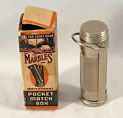 Antique Marbles #181 Waterproof Pocket Match Safe & Original Box • $109
