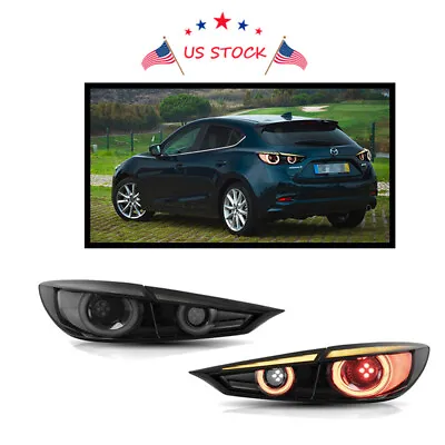 Pair L&R LED Smoked Tail Lights For 2014-2017 2018 Mazda 3 Sedan Sequential Set • $249.99