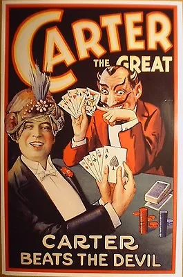 Art Print CARTER THE GREAT Vintage Magic Poster 24 X36  Magician Quality Repro • $19.50