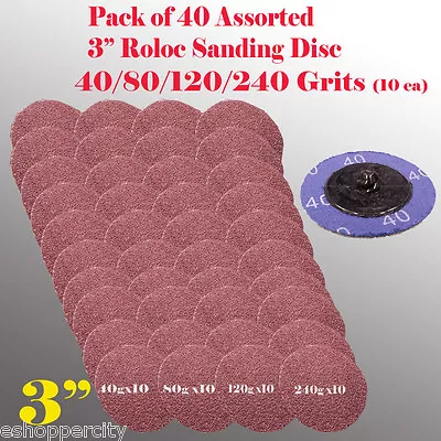 40x 3  Mix 40/80/120/240 Grit Roloc Type R Sanding Abrasive Disc Roll Lock Disk • $24.95