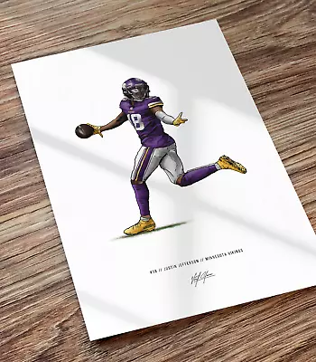 Justin Jefferson Poster Minnesota Vikings Football Fans Art Print Fast Ship • $24.99