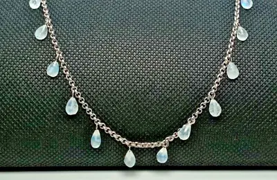 Links Of London Silver Necklace Rainbow Moonstone Teardrop Necklace • £105.60