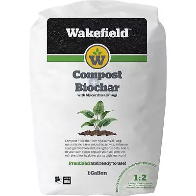 Wakefield Compost + Biochar With Mycorrhizal Fungi Organic Compost Mix 1 Gallon • $16.78