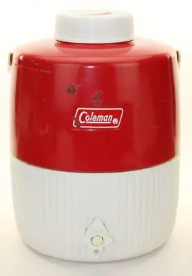 Vintage Coleman 2 Gallon Insulated Jug Red Picnic Camping Water Cooler Cup 73 • $18.99