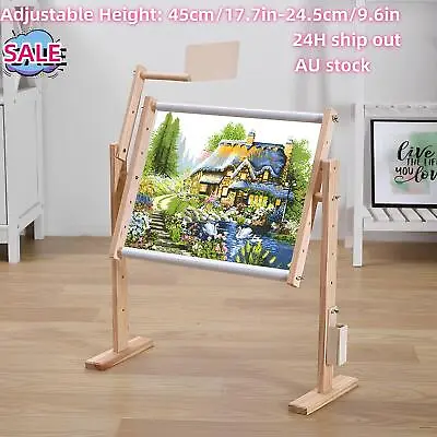 Cross Stitch Needlework Stand Lap Table Wood Embroidery Hoop Frame Sewing Rack • $36.08