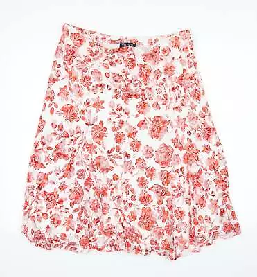 Saloos Womens Red Floral Cotton A-Line Skirt Size XL • £9.50
