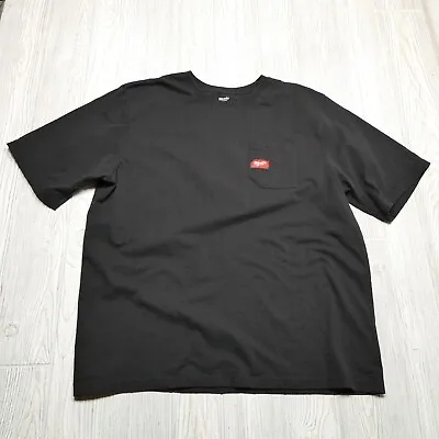 MILWAUKEE Tools Shirt Adult 2XL Black Short Sleeve Thick Cotton Blend Work • $12.55