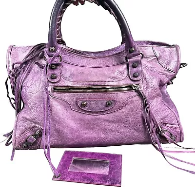 Balenciaga The City 2-way Bag Purse 2009 Plum Purple N 3146 Q 115748 Motorcycle • $500