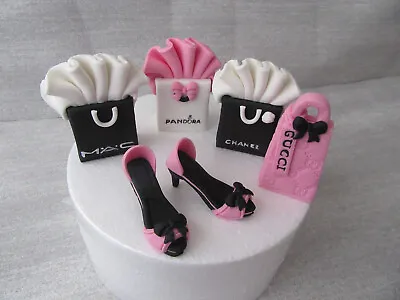 *Edible Handmade Shopping Bags Handbag Shoes Sugar Paste Fondant Cake Topper* • £24.99