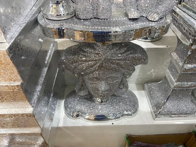 £80 • Buy Silver VENETIAN Mirrored Table Modern Flower Stand Bed Side Lamp Romany Mosaic U