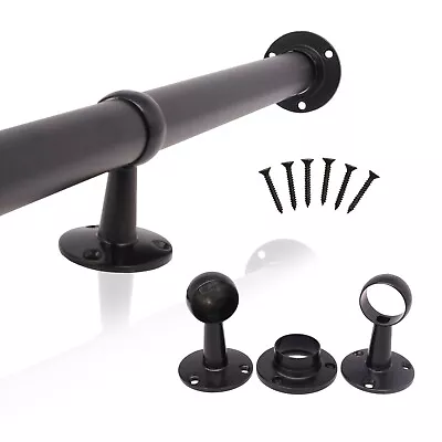 Wardrobe Rail Black Hanging 25mm Tube Dress Clothes Rail End Sockets Centres • £35.99