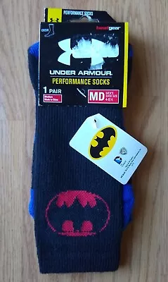 Under Armour Mens Crew Socks MD 4-8.5 Medium Batman  1 Pack Pair UA NEW NIP NWT • $11.99