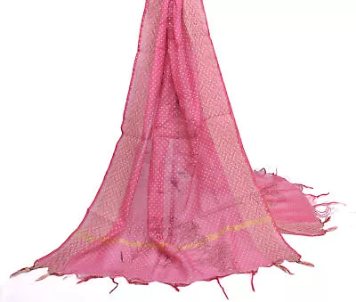 Sushila Vintage Pink Indian Dupatta Art Silk Printed & Woven Floral Long Stole • $23.99