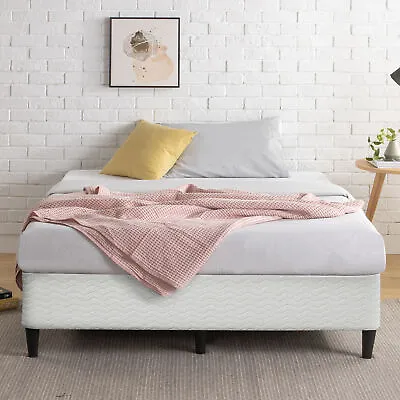 $219 • Buy Zinus Bed Frame Double Size Mattress Base Fabric White Ensemble KEENAN