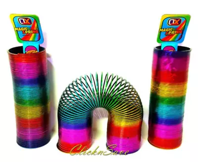 4 X 15cm Large Rainbow Magic Spring Coil Slinky Fun Toy Stretching 10m Bouncing • £11.99