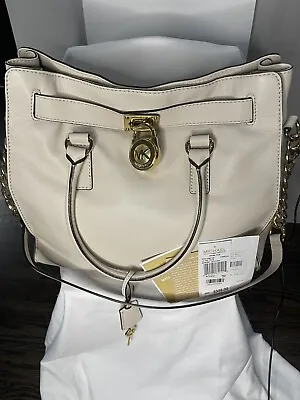 Authentic Michael Kors White Leather Hamilton Bag • $89.99