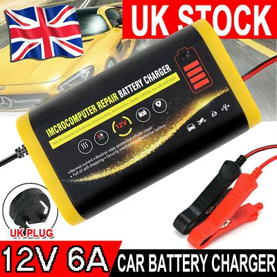 Car Battery Charger 12V 6A Fast Charger Automatic Smart Pulse Repair AGM/GEL UK • £11.99