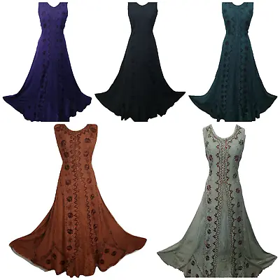 £27.99 • Buy Dress Maxi Long Embroidered Slimming Casual Formal One Size 10 12 14 16 18 20 22