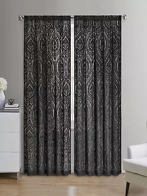  Velvet Sheer Ogee Burnout Rod Pocket Single Curtain Panel 54  X 84  • $16.69