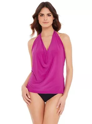 Magicsuit Women's DD-Cup Solid Sophie Cowl Neck Tankini Top Hibiscus Size 10 • $44.99