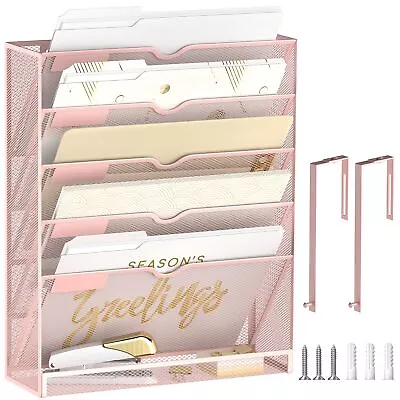 6-Tier Wall File Organizer Hanging Wall File Holder For Papers Folders File... • $41.39