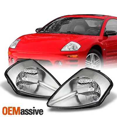 Fit 2000-2005 Mitsubishi Eclipse Chrome Replacement Headlights Headlamps L+R • $86.99