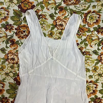 As-Is Vintage 30s 40s Slip Maxi Dress | Pin-up Hollywood Noir Cream Repairs • $45