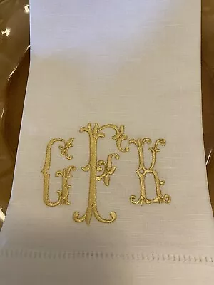 Linen/Cotton Blend 22 Inch Hemstitched 1 Personalized Monogrammed Napkins White • $11