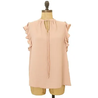£17.87 • Buy Nordstrom Rack Flutter Sleeve Top XS Tie Front Pink Adobe Chiffon NWT B25