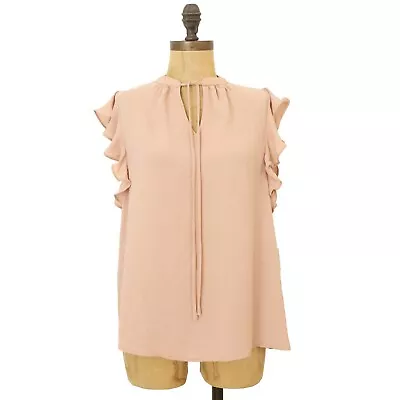 £17.87 • Buy Nordstrom Rack Flutter Sleeve Top XS Tie Front Pink Adobe Chiffon NWT B25